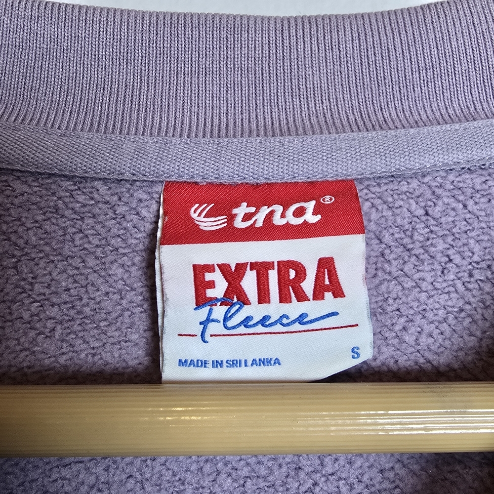 Tna Extra Fleece Women's Organic Cotton Sweatshirt Lavender Crewneck Sustainable - Picture 8 of 12